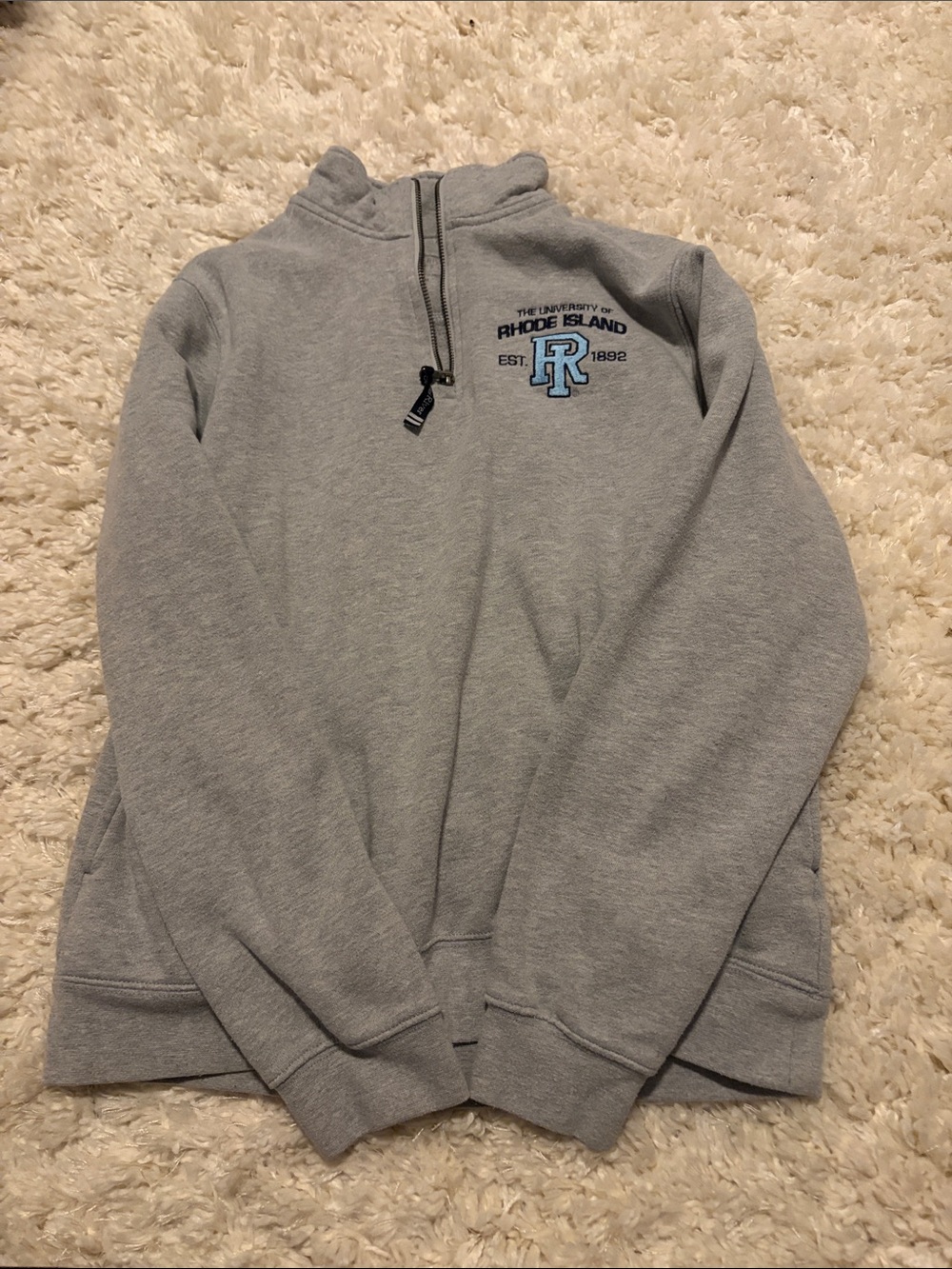 Charles River Apparel Gray & Light Blue URI Quarter-Zip Pullover
